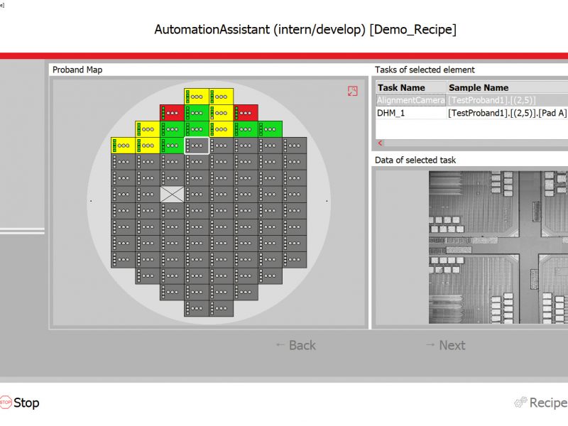 View of the software interface during an automatic scan